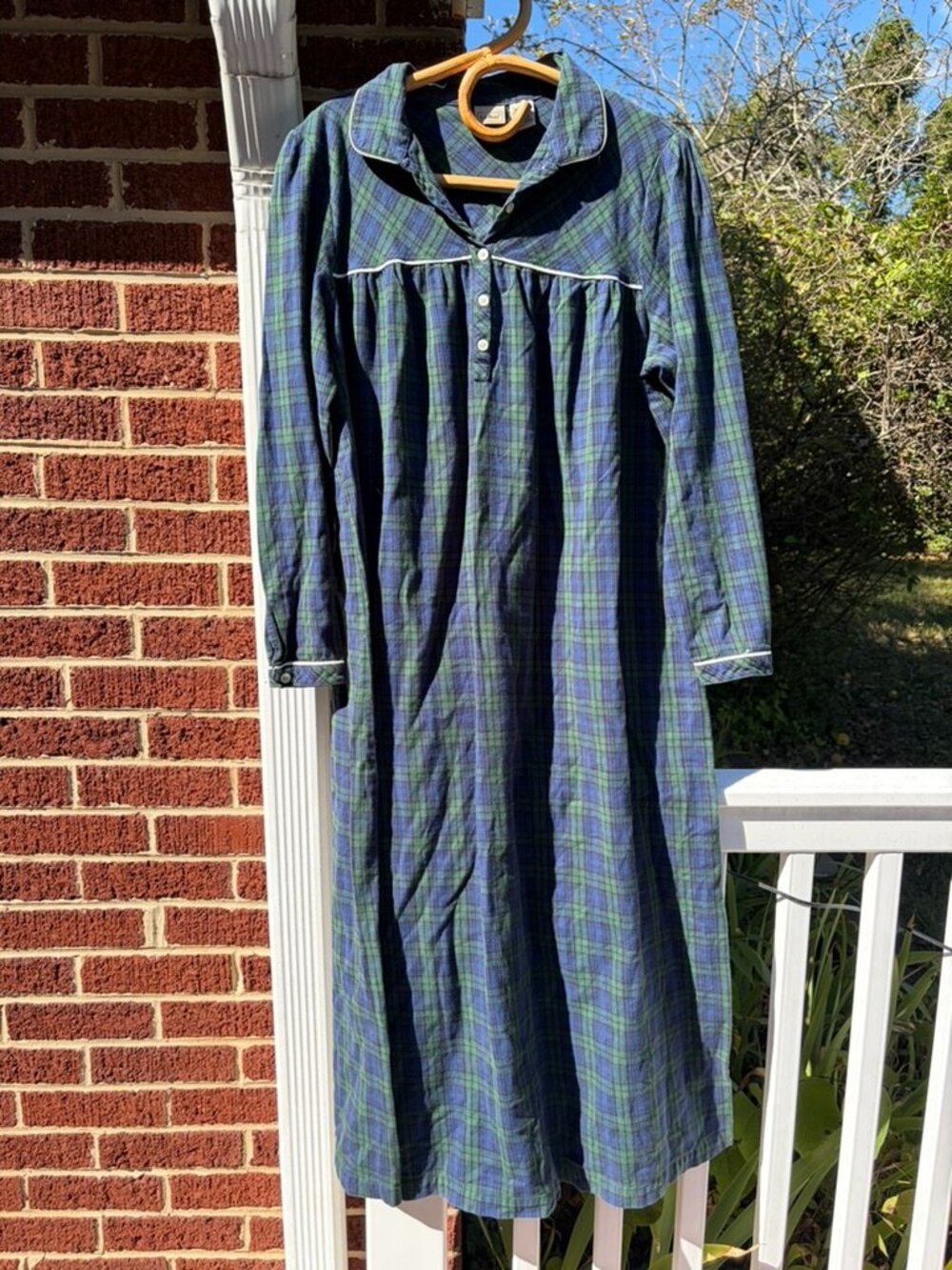 L.L. Bean Plaid Cotton Nightgown Women's Medium
